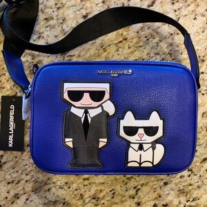 Karl Lagerfeld Paris Maybelle Crossbody Bag Purse Blue NWT